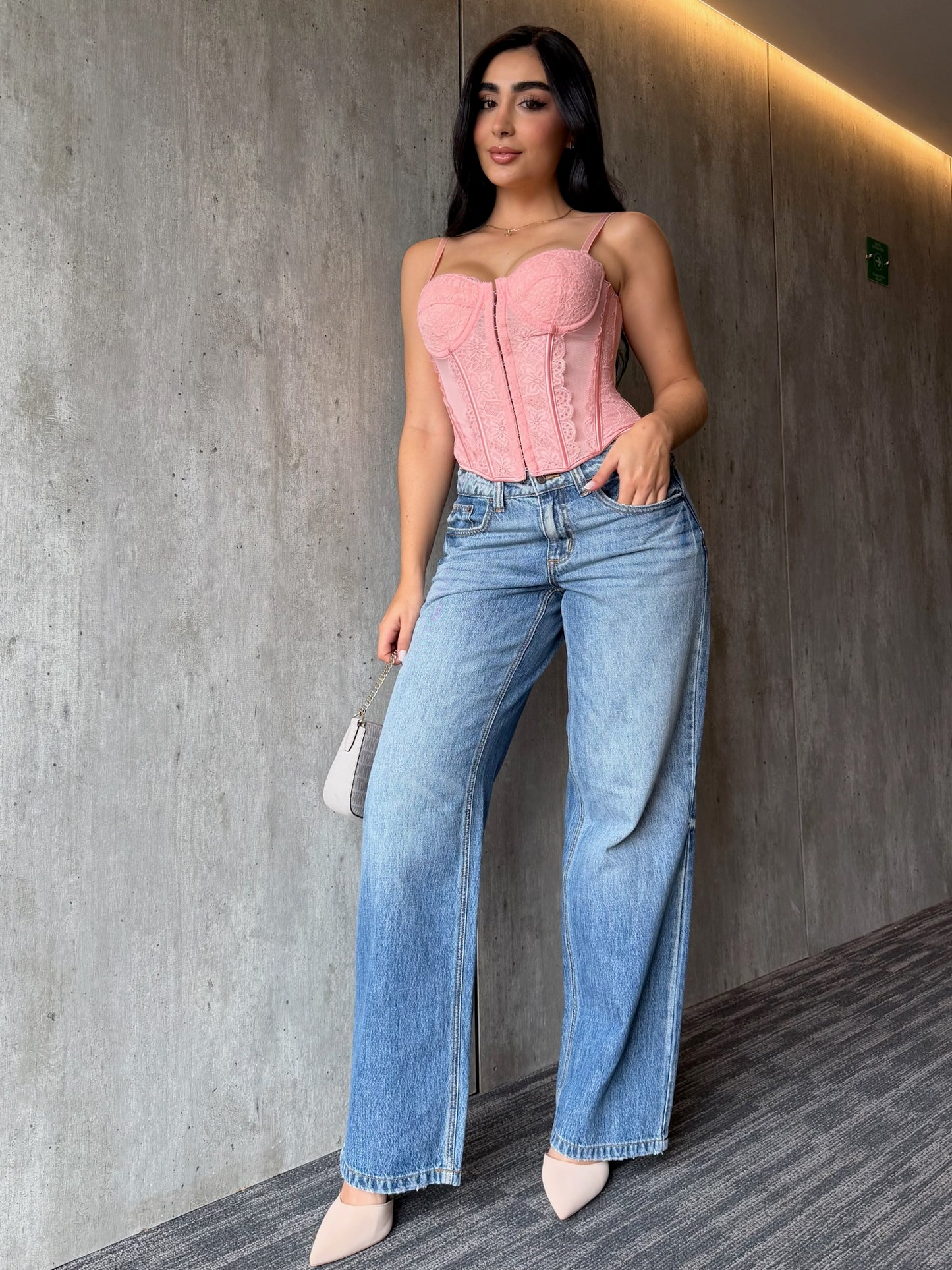 Corset encaje palo rosa