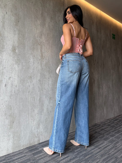 Corset encaje palo rosa