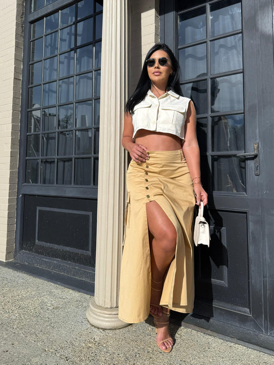 Falda Larga Beige