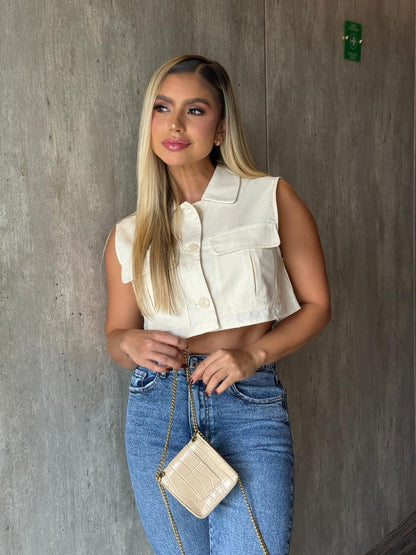 Chaleco Beis con Botones